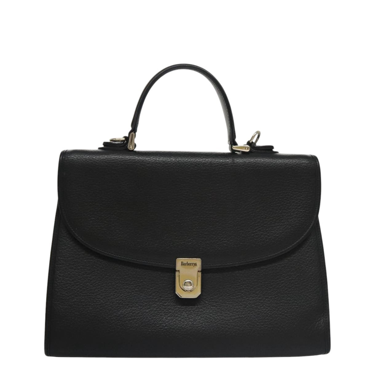Burberry Vintage Handbag Leather, BLACK, LEATHER, Handbag
