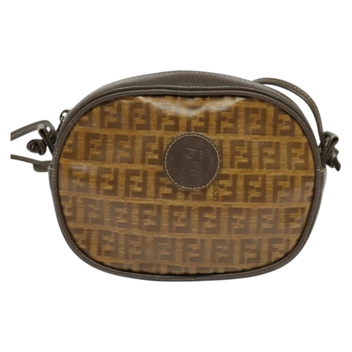Fendi Vintage Zip Crossbody Bag Zucchino Canvas, BROWN, CANVAS, Clutche & pouche
