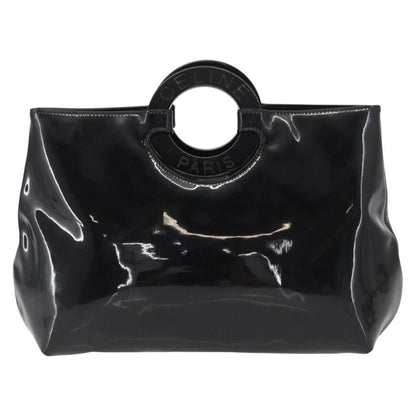 Celine Circle Logo Handbag Patent Leather, BLACK, PATENT_LEATHER, Handbag