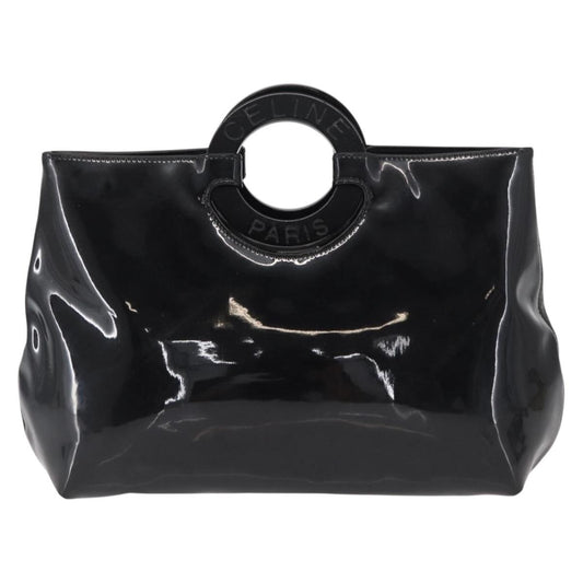 Celine Circle Logo Handbag Patent Leather, BLACK, PATENT_LEATHER, Handbag