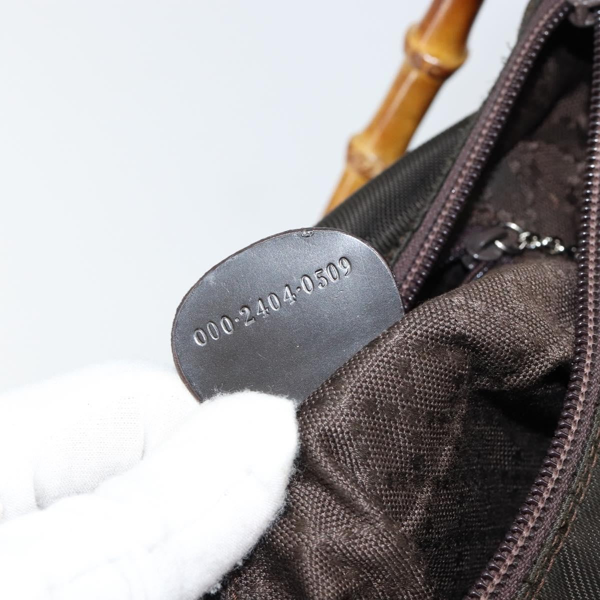 Gucci Vintage Bamboo Handle Bag Nylon, BROWN, NYLON, Handbag