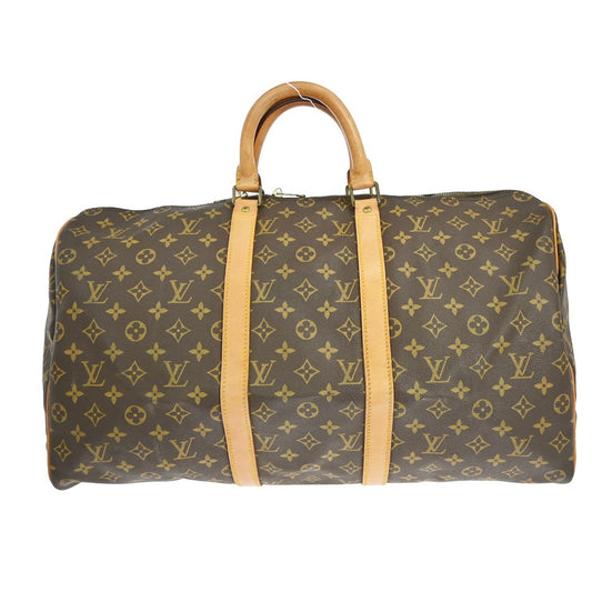 Louis Vuitton Keepall Bag Monogram Canvas, BROWN, CANVAS, Travel bag