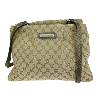 Celine Vintage Macadam Shoulder Bag Canvas, BEIGE, CANVAS, Shoulder bag