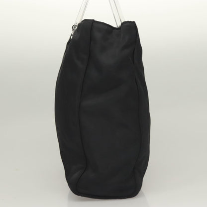 Prada Logo Flat Tote Bag. Nylon Tessuto, BLACK, NYLON, Handbag
