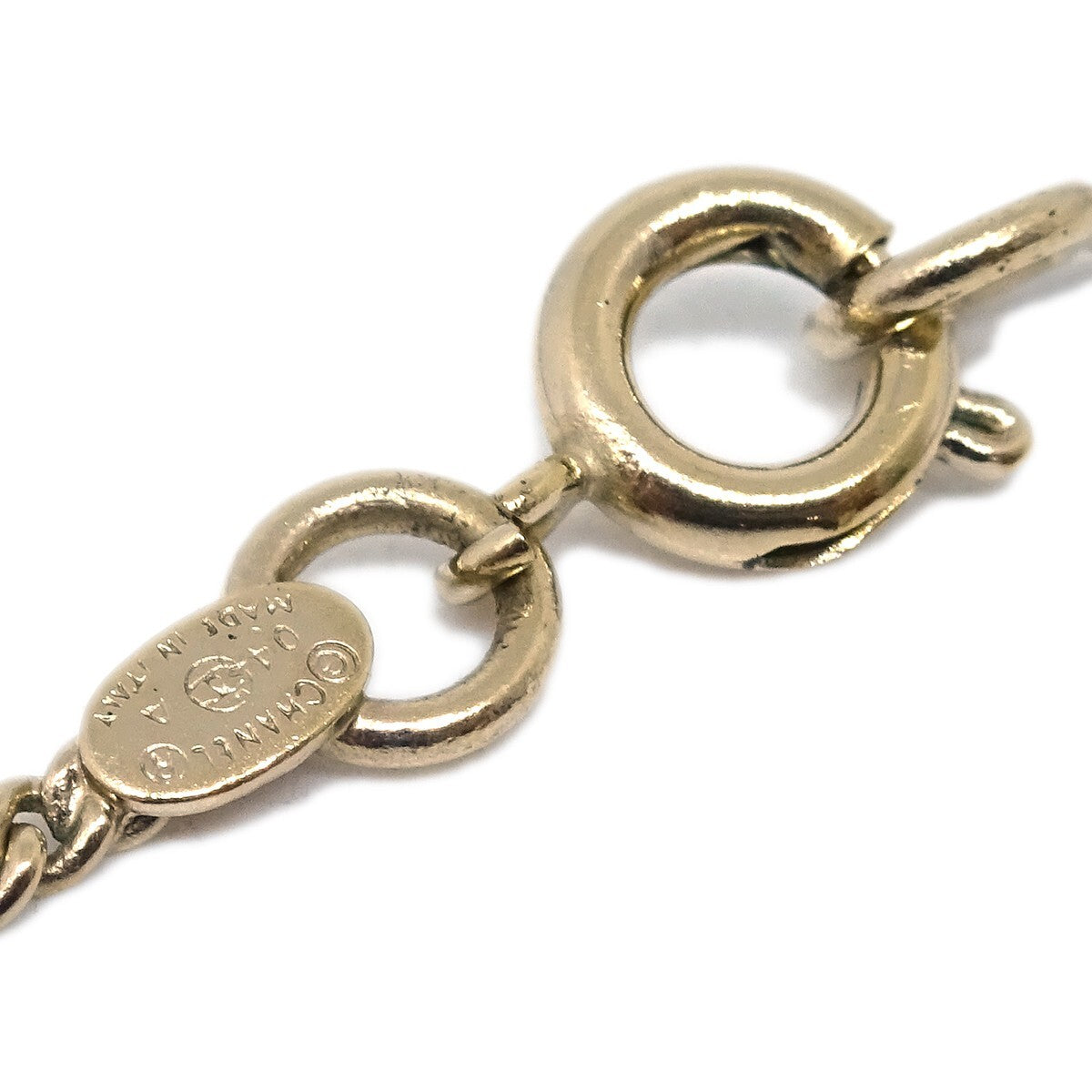 Chanel CC Lipstick Charm Pendant Necklace Metal with Resin and Crystals, GOLD, METAL, Necklace