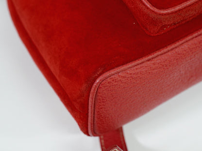 Gucci Vintage Bamboo Backpack Suede, RED, SUEDE, Backpack