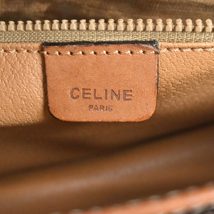 Celine Macadam Shoulder Bag Leather, BROWN, LEATHER, Shoulder bag