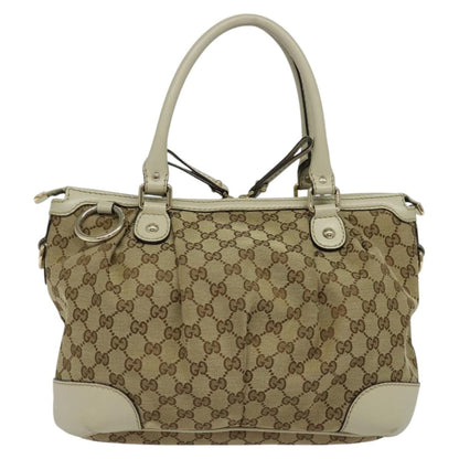 Gucci Sukey Top Handle Satchel GG Canvas with Leather, BEIGE, CANVAS, Tote bag