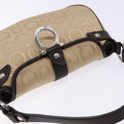 Salvatore Ferragamo Gancini handbag Canvas and Leather, BEIGE, CANVAS, Handbag