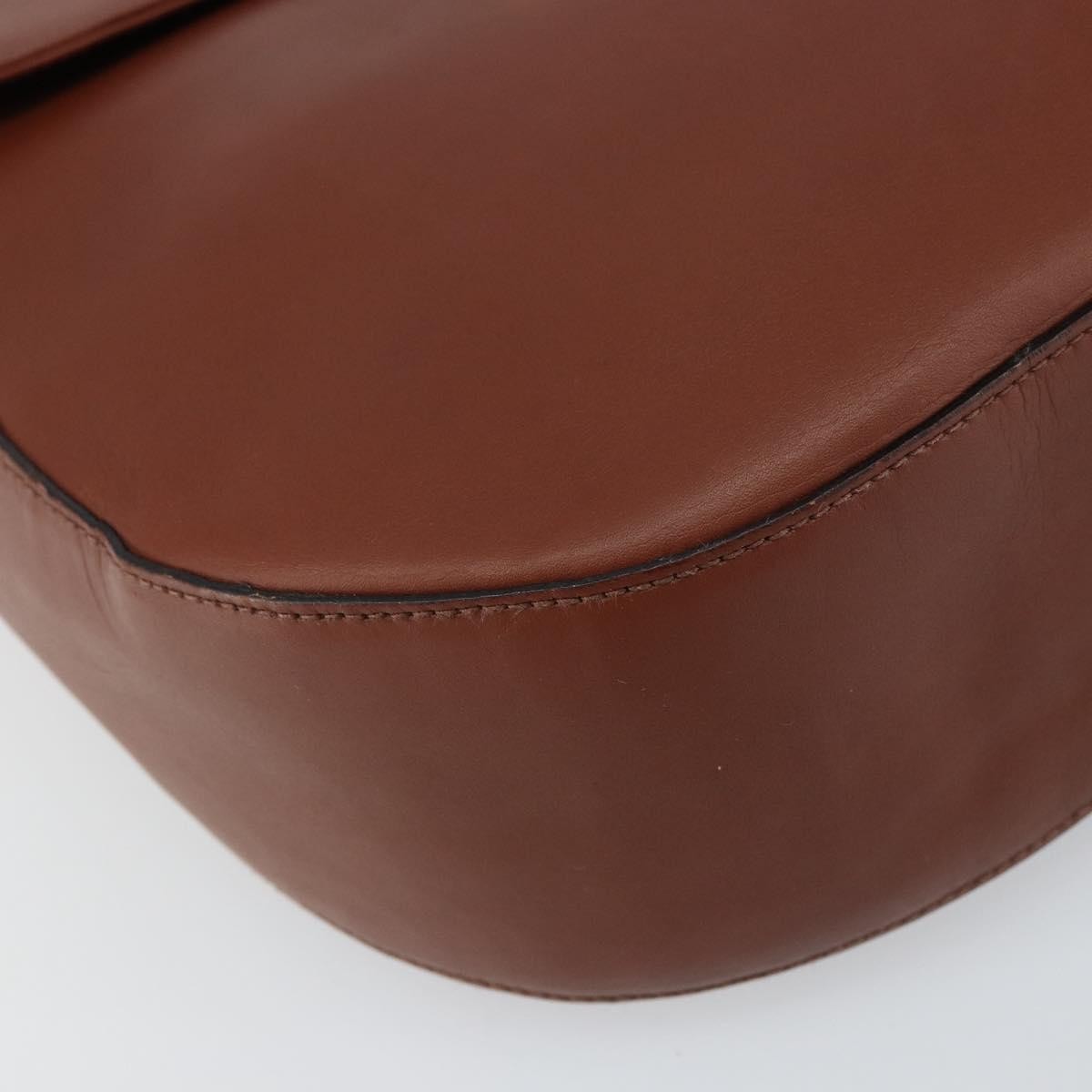 Salvatore Ferragamo Gancini Shoulder Bag Leather, BROWN, LEATHER, Shoulder bag