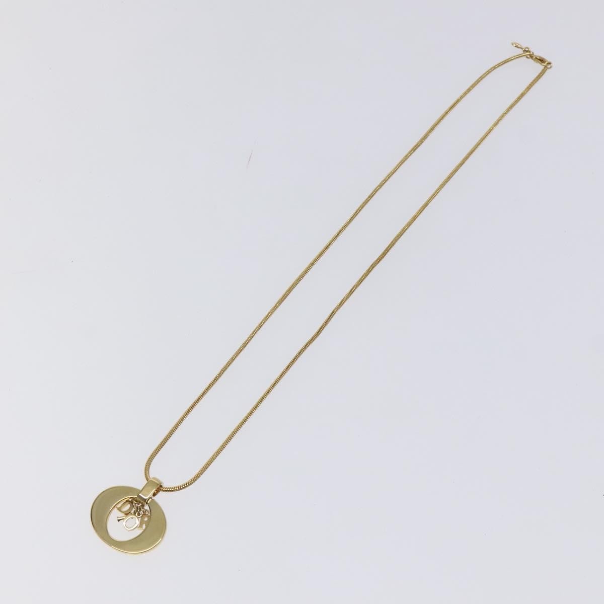 Christian Dior Round Logo Pendant Necklace Metal, GOLD, METAL, Necklace