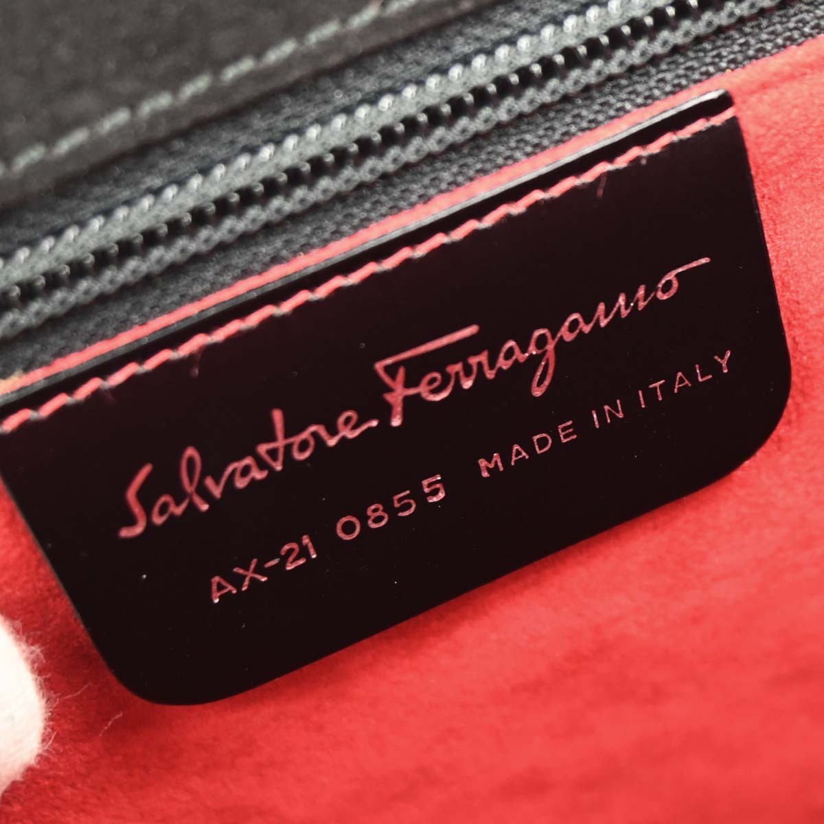 Salvatore Ferragamo Vintage Gancini Top Handle Bag Embossed Leather, BLACK, LEATHER, Handbag