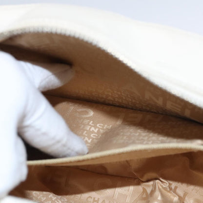 Chanel Chocolate Bar CC Shoulder Bag Quilted Leather, WHITE, LEATHER, Shoulder bag