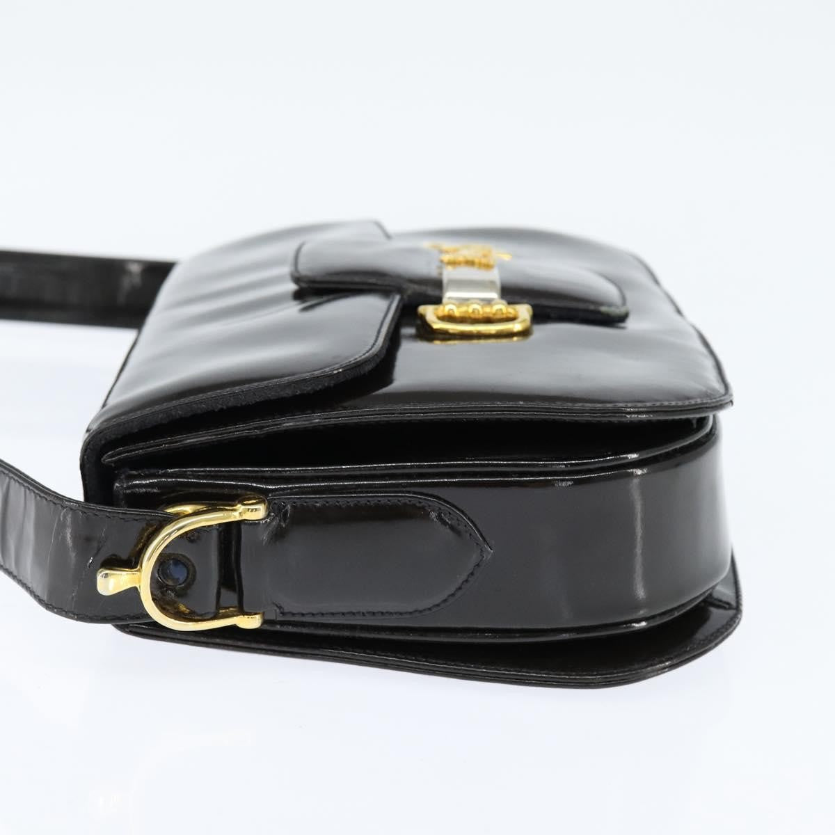 Celine Vintage Carriage Flap Clutch Leather, BLACK, PATENT_LEATHER, Shoulder bag