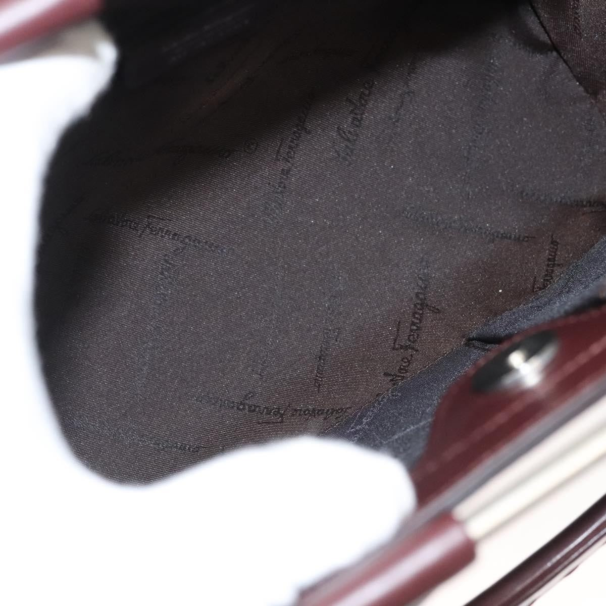 Salvatore Ferragamo Gancini handbag Leather, BROWN, LEATHER, Handbag