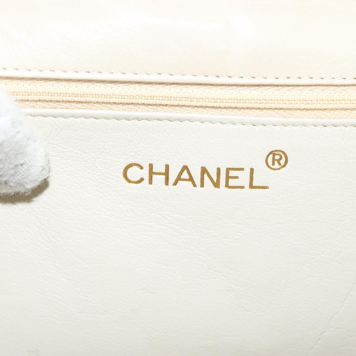 Chanel Vintage CC Full Flap Bag Quilted Lambskin, BEIGE, LEATHER, Shoulder bag