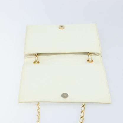 Chanel Vintage CC Full Flap Bag Quilted Lambskin, White, Leather, Shoulder Bag