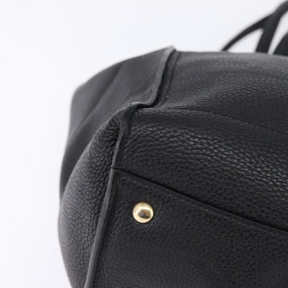 Salvatore Ferragamo Amy Tote Pebbled Leather, BLACK, LEATHER, Tote bag