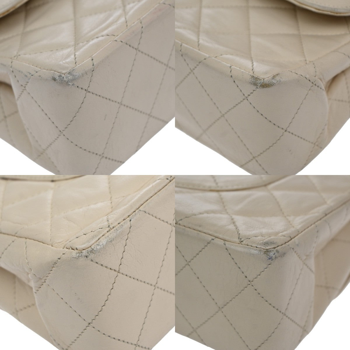 Chanel Vintage Two Tone CC Flap Bag Quilted Lambskin, BEIGE, LEATHER, Shoulder bag