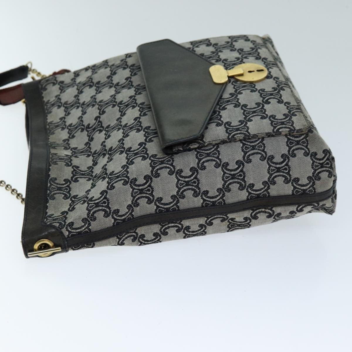 Celine Vintage Triomphe Shoulder Bag Canvas, GRAY, CANVAS, Shoulder bag