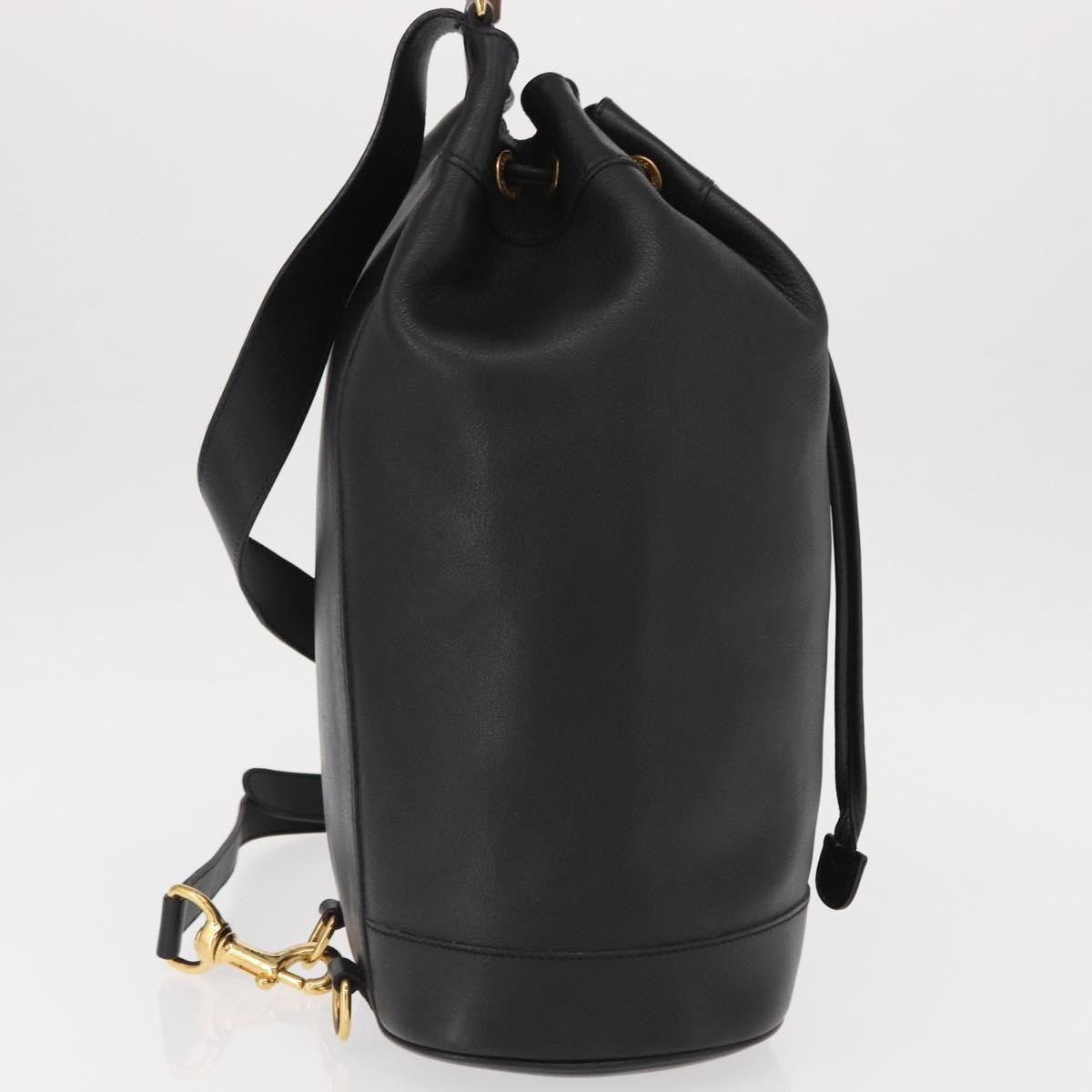 Gucci Vintage Bamboo Sling Backpack Leather, BLACK, LEATHER, Shoulder bag