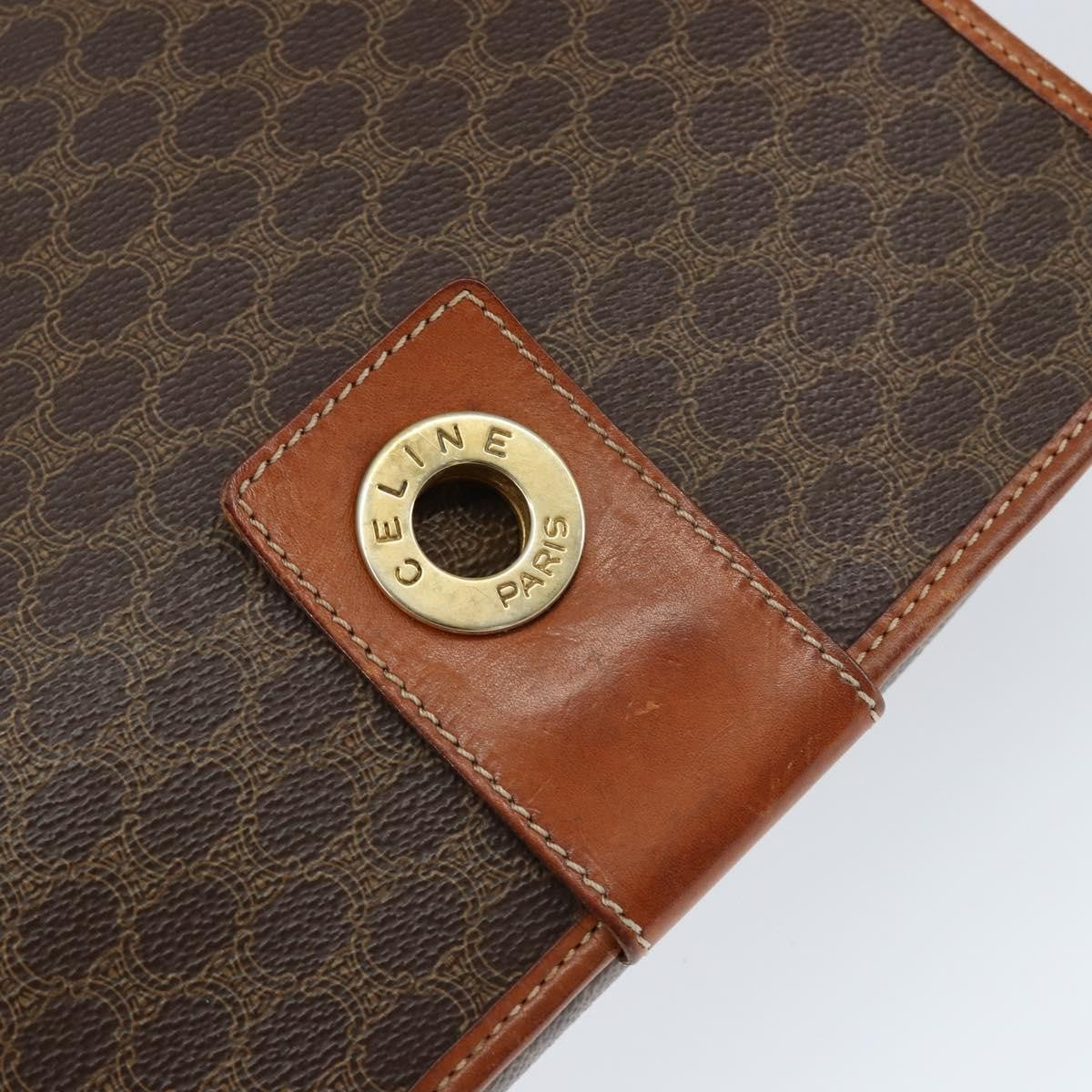 Celine Vintage Macadam Shoulder Bag Canvas and Leather, BROWN, CANVAS, Shoulder bag