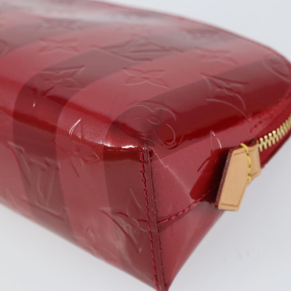 Louis Vuitton Cosmetic Pouch Limited Edition Monogram Vernis Rayures, RED, PATENT_LEATHER, Toiletry Case