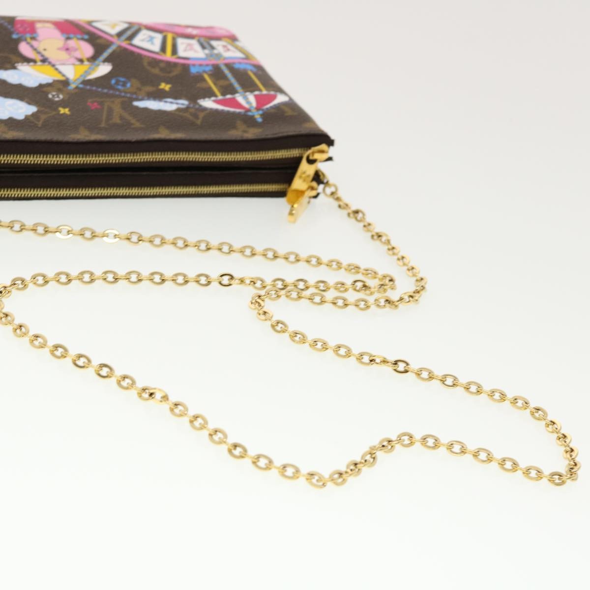 Louis Vuitton Double Zip Pochette Limited Edition Vivienne Xmas Monogram Canvas, BROWN, CANVAS, Clutche & pouche