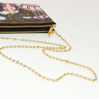 Louis Vuitton Double Zip Pochette Limited Edition Vivienne Xmas Monogram Canvas, BROWN, CANVAS, Clutche & pouche