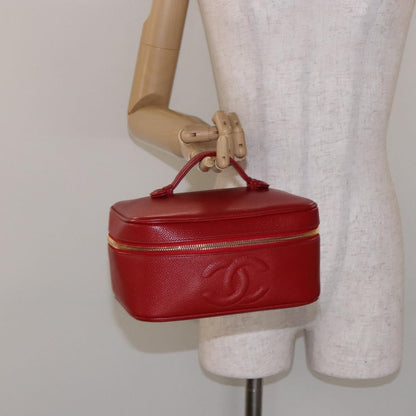 Chanel Vintage Timeless Zip Around Vanity Case Caviar, RED, CALFSKIN, Handbag