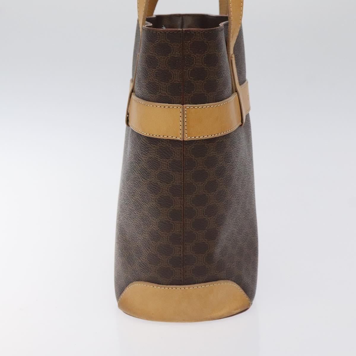 Celine Vintage Macadam Shoulder Bag Leather, BROWN, PVC,LEATHER,CANVAS, Shoulder bag