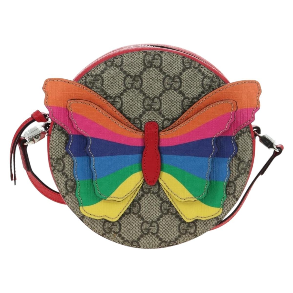 Gucci Kids GG Supreme Rainbow Butterfly shoulder bag GG canvas, Beige, PVC, Shoulder Bag