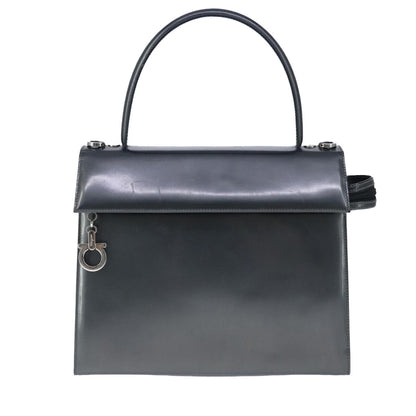 Salvatore Ferragamo Gancini handbag Leather, BLACK, LEATHER, Handbag