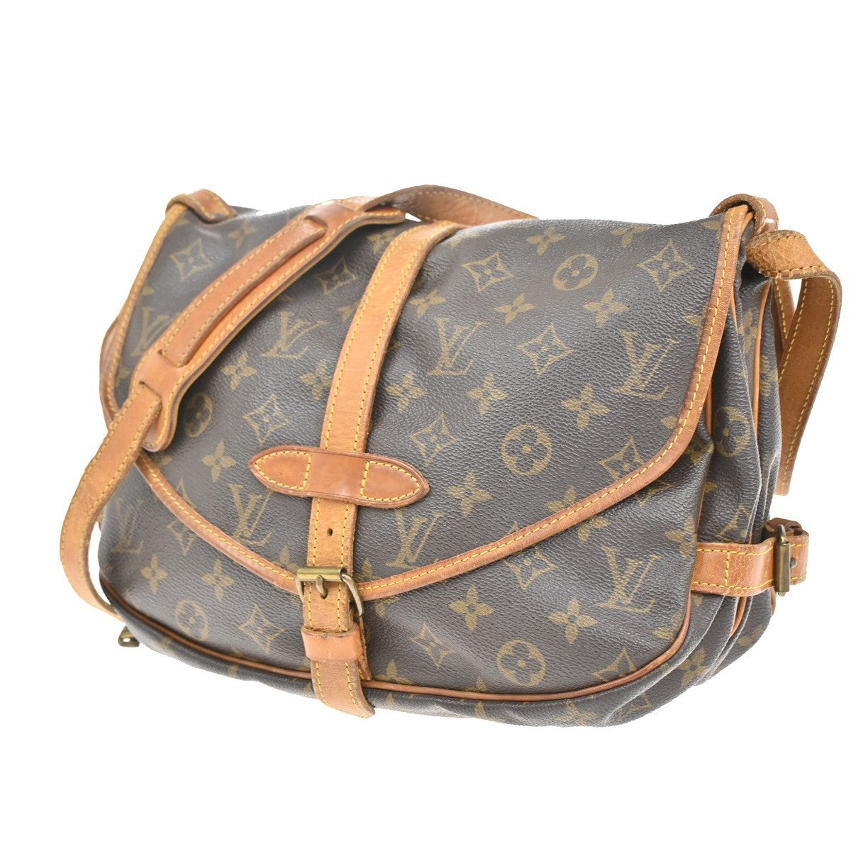 Louis Vuitton Saumur Handbag Monogram Canvas, BROWN, CANVAS, Shoulder bag