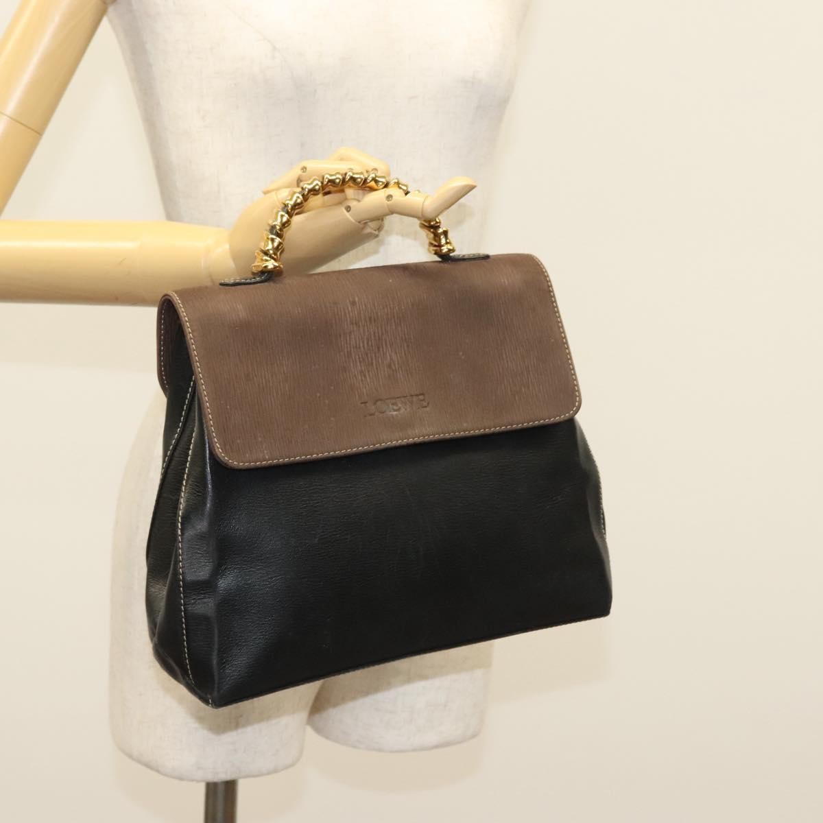 Loewe Vintage Velazquez Top Handle Bag Leather, BLACK, LEATHER, Handbag