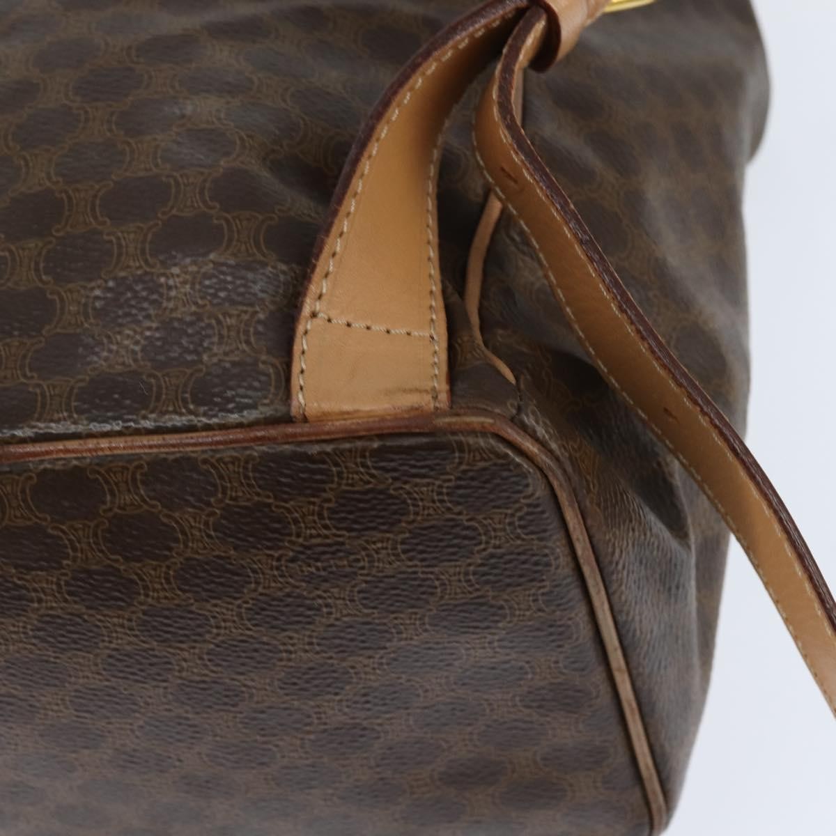 Celine Vintage Macadam Backpack Canvas and Leather, BROWN, CANVAS, Backpack