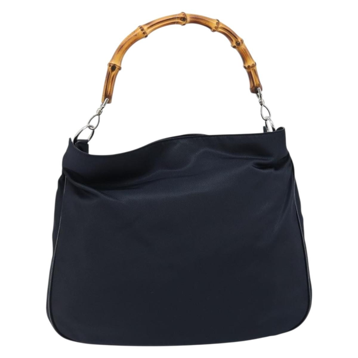 Gucci Vintage Bamboo Shoulder Bag Nylon, BLACK, NYLON, Shoulder bag