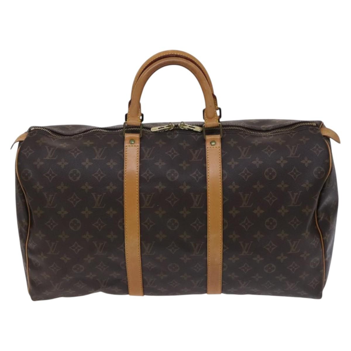 Louis Vuitton Keepall Bag Monogram Canvas, BROWN, CANVAS, Travel bag