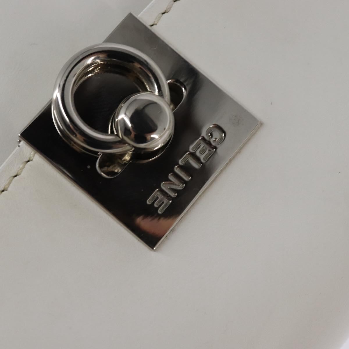 Celine Gancini Handbag Leather, WHITE, LEATHER, Handbag