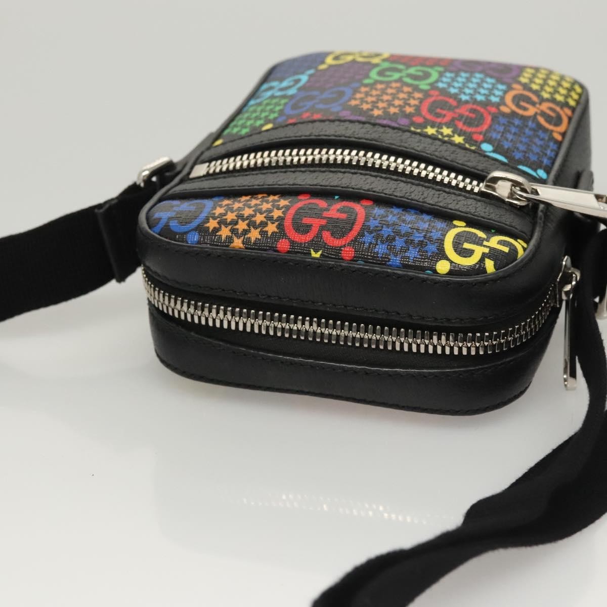 Gucci Front Zip Messenger Bag Psychedelic Print GG Coated Canvas, MULTICOLOUR, CANVAS, Shoulder bag