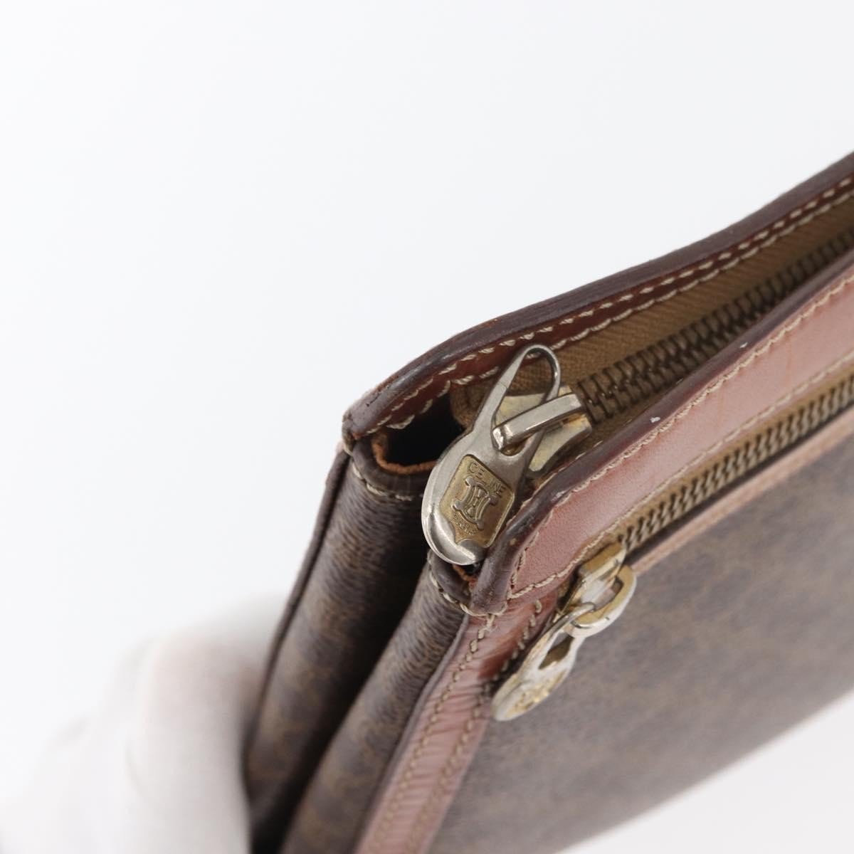 Celine Macadam Pochette Canvas, Black, Canvas, Clutch