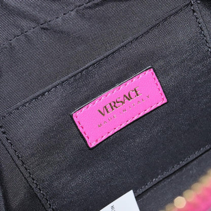 Versace Medusa Icon Front Slip Pocket Camera Bag Quilted Leather, PINK, LEATHER, Shoulder bag