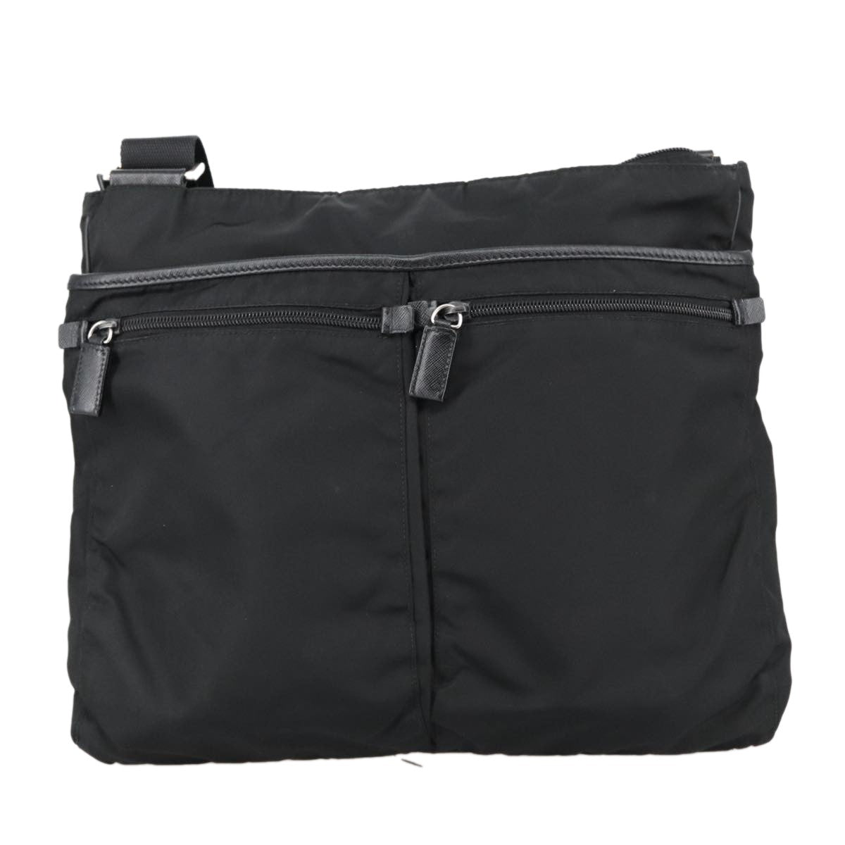Prada Flat Messenger Bag Tessuto, BLACK, NYLON, Shoulder bag