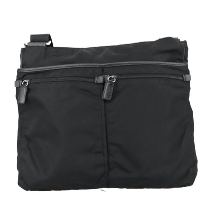 Prada Flat Messenger Bag Tessuto, BLACK, NYLON, Shoulder bag
