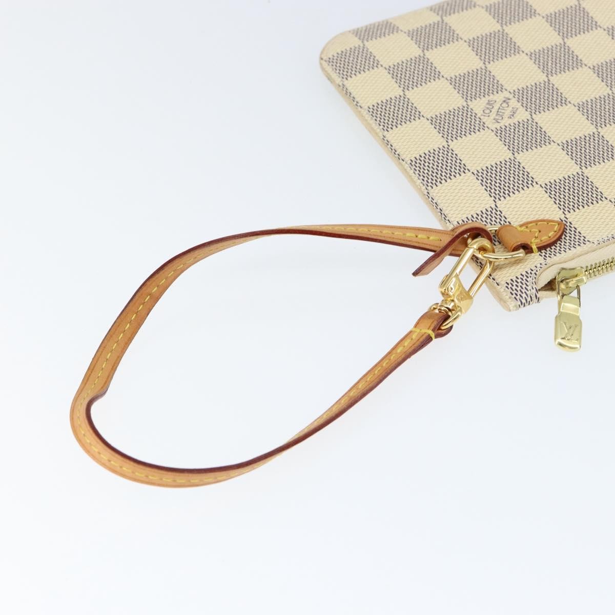 Louis Vuitton Neverfull Pochette Damier, WHITE, CANVAS, Clutche & pouche