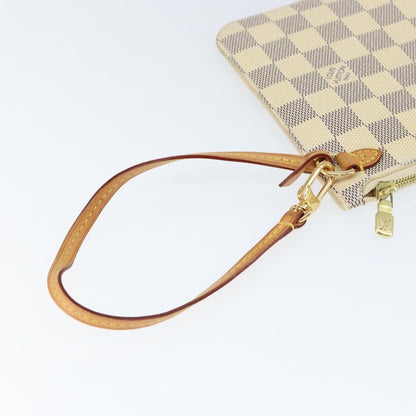 Louis Vuitton Neverfull Pochette Damier, WHITE, CANVAS, Clutche & pouche