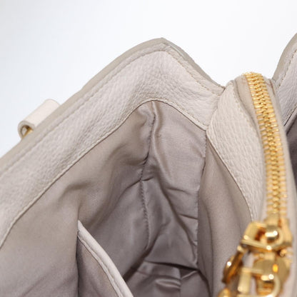 Miu Miu Phenix Convertible Tote Leather, WHITE, LEATHER, Handbag