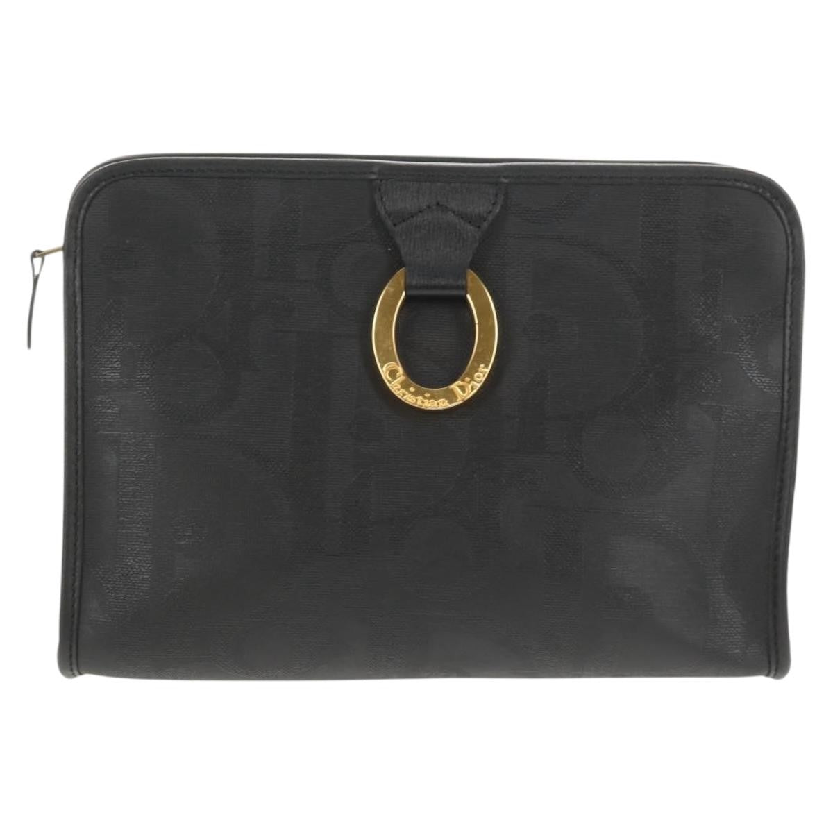 Christian Dior Vintage Trotter Pouch Diorissimo Canvas, BLACK, PVC, Clutche & pouche