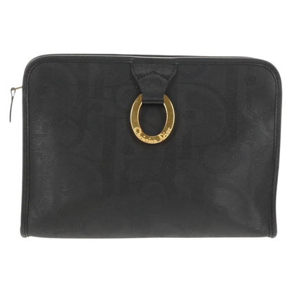 Christian Dior Vintage Trotter Pouch Diorissimo Canvas, BLACK, PVC, Clutche & pouche
