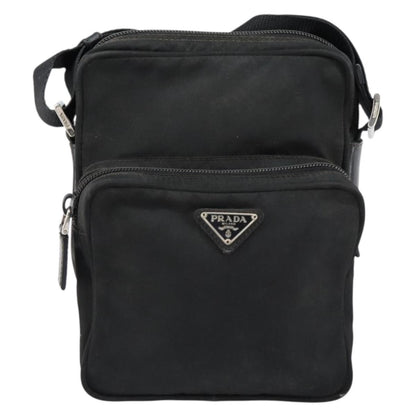 Prada Front Pocket Messenger Bag Tessuto, BLACK, NYLON, Shoulder bag
